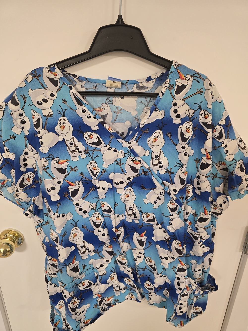 Disney Olaf Blue Womens Scrub Top